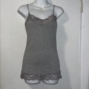 SHORTY Y2K Grey Lace Trimmed Camisole Tank Top- S NWT